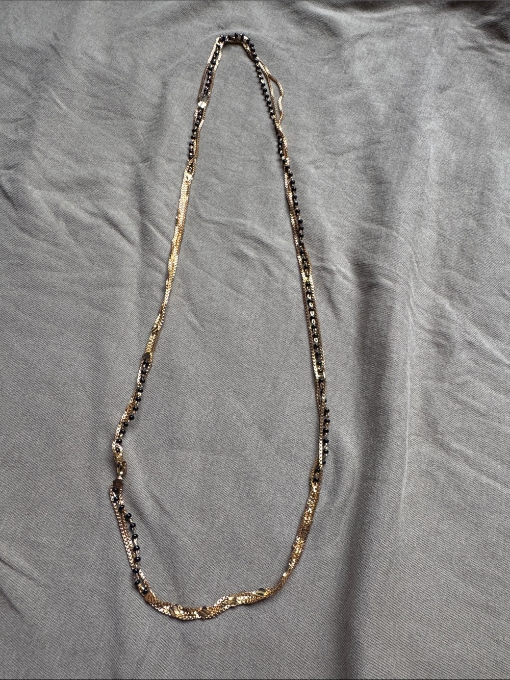 Delicate Gold and Black Two-Tone Slim Necklace